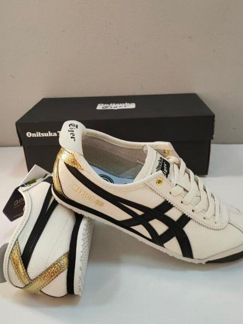 Onitsuka Tiger by Asics Men's White, Black & Gold Mexico 66 Sneaker - Picture 2 of 6